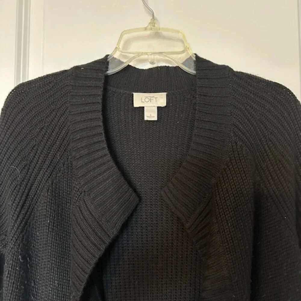 ANN TAYLOR LOFT BLACK KNIT SWEATER DUSTER - Picture 2 of 4